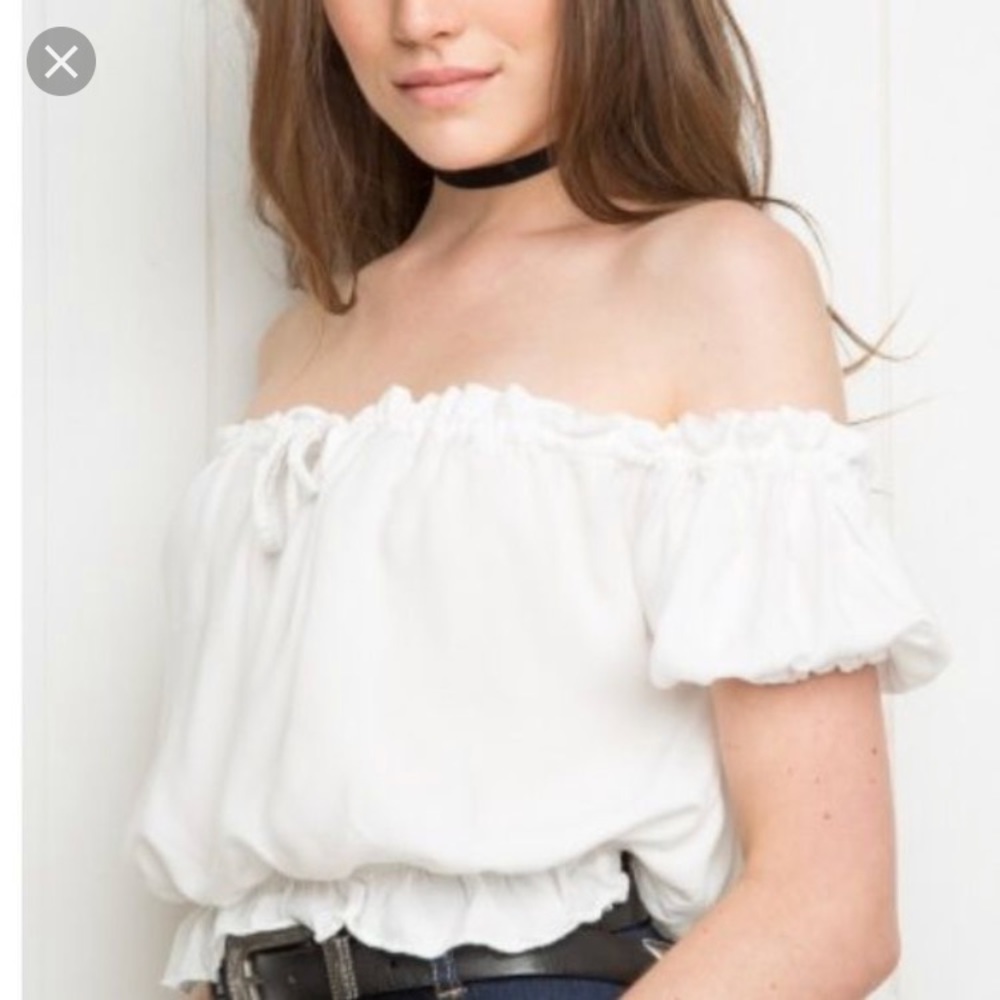 Brandy Melville off the shoulder white crop top